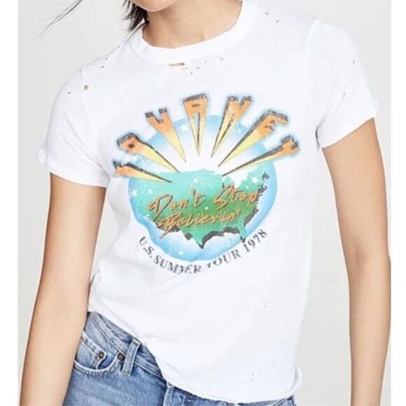 NEW Chaser Journey White Distressed Graphic rocker Tee T SHIRT sz XS S - Picture 1 of 6